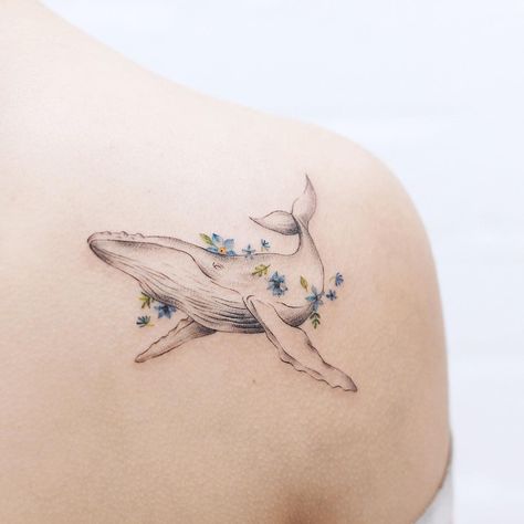 Cute tiny colorful flower tatto ideas. #tattos #flowertattos #cutetattos #aathsaa #vintagetatto #aathsaa Blue Whale Drawing, Humpback Whale Tattoo, Hawaiian Turtle Tattoos, Dark Disney Tattoo, Beachy Tattoos, Colorful Flower Tattoo, Tiny Flower Tattoos, Turtle Tattoo Designs, Food Tattoos