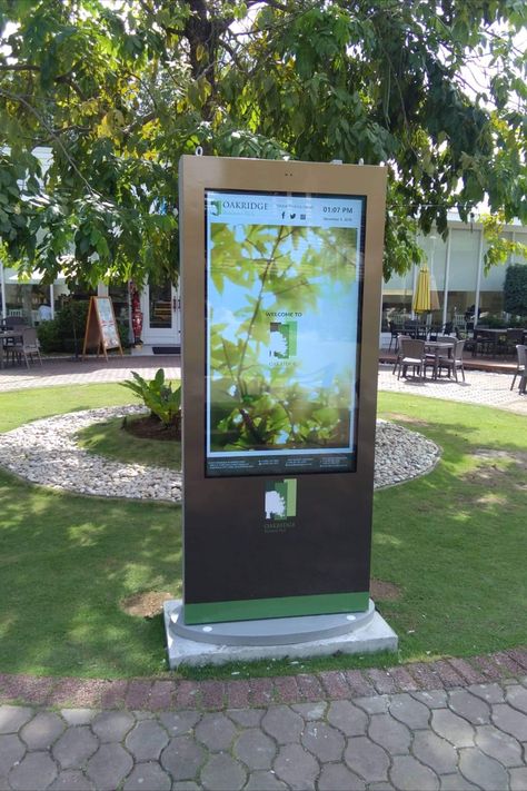 OUTDOOR INTERACTIVE DIGITAL SIGNAGE KIOSK Take your advertising screen into the next level. Rain or shine, display your content with ease. Interested??? Setup a call or text at +63 2 7964 5789 | +63 977 801 9163 Whatsapp | Viber | Telegram | Signal - +63 977 801 9163 Email us: hello@iwhitestone.com #iwhitestone #outdoorkiosk #outdoordigitalsignage #digitalsignage Interactive Screen Design, Interactive Signage, Outdoor Kiosk, Outdoor Digital Signage, Standing Signage, Interactive Kiosk, Outdoor Marketing, Glass Signage, Interactive Kiosks