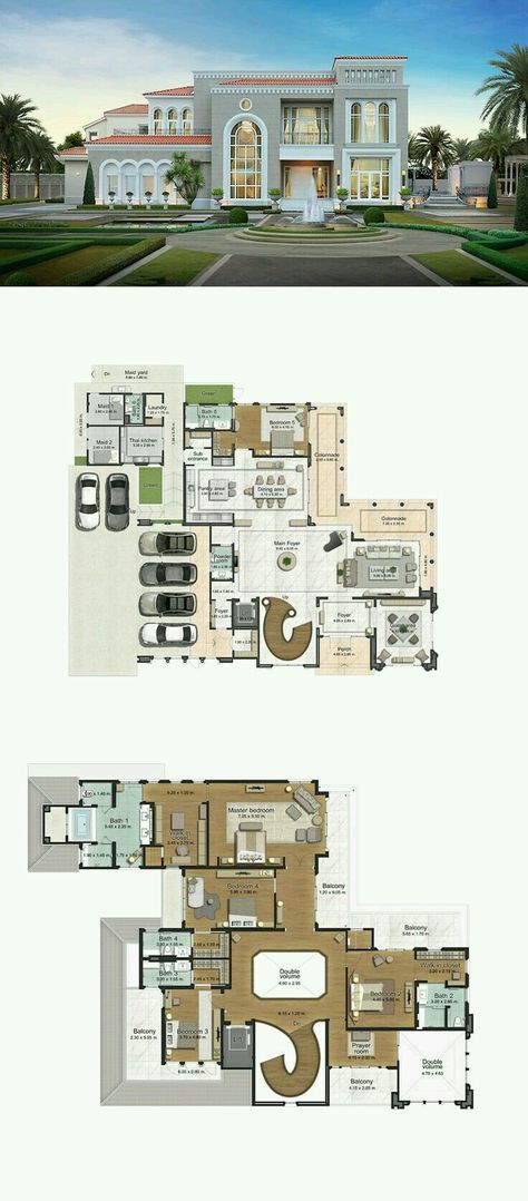 Luxury Mansion Floor Plans, Mansion House Plans, Villa Am Meer, Hotel Floor Plan, Modern House Floor Plans, House Plans Mansion, Pelan Rumah, Mansion House, Mansion Designs