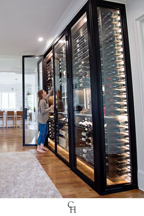 Provide a stylish entrance to your collection of fine wines with a custom iron wine cellar door. Each of our doors is handcrafted to be energy efficient, secure, and stylish for a perfect fit, every time. Wine Cabinet Kitchen, Wine Cabinet Design, Wine Room Design, Cellar Doors, Bourbon Room, Wine Cellar Door, Entry Doors With Glass, Room Cooler, Home Wine Cellars