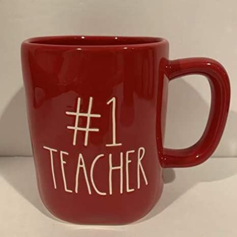 Rae Dunn # 1 TEACHER Mug - allside red Ceramic - Teacher Back to School gift Mugs For Teachers, Dentist Jokes, High School Teaching Ideas, Middle School Teaching Ideas, Base 10 Blocks, High School Teaching, Polka Dot Theme, Teacher Mugs, Reading Tree