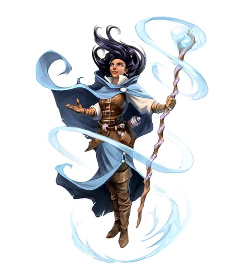 Female Human Wizard Wind Staff- Pathfinder 2E PFRPG PFSRD DND D&D 3.5 4E 5E 5th ed d20 fantasy Female Wizard, The Four Winds, Wizard Staff, Pathfinder 2e, Pathfinder Character, Fantasy Wizard, Four Winds, Epic Characters, Dungeons And Dragons Art