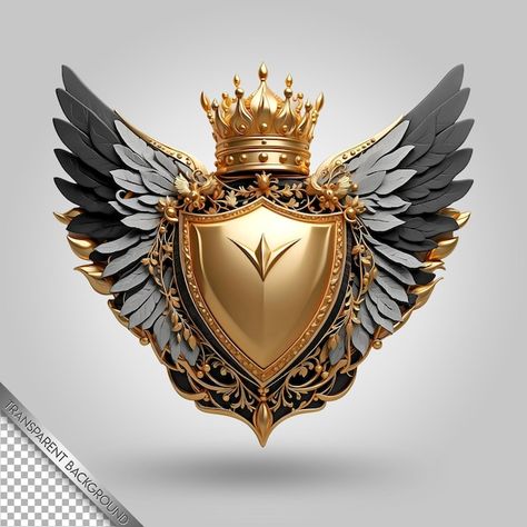 Shield With Wings, Wings Png, Gold Design Background, Gold Shield, Royal Crest, Gold Crown, Design Background, Family Crest, Logo Ideas