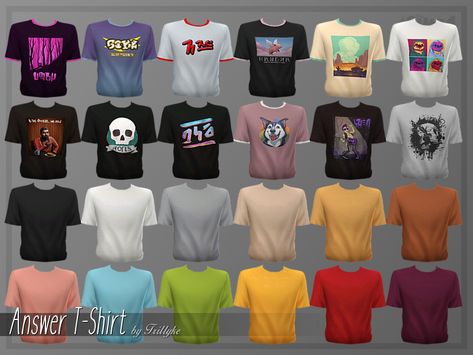 The Sims Resource - Trillyke - Answer T-Shirt Cyberpunk World, Sims Funny, Sci Fi Alien, Sims 4 Men Clothing, Tumblr Sims 4, Sims Community, Orange Shirt, Paper Plane, Sims 4 Clothing