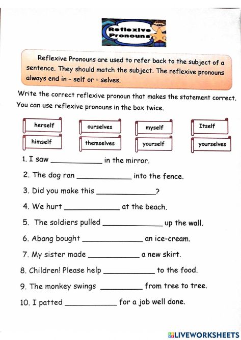 Reflexive Pronouns Worksheet, Mobile Case Diy, Reflexive Pronouns, Pronouns Worksheet, Free Kindergarten Printables, Kindergarten Printables, English Grammar Worksheets, Bingo Printable, Mobile Case