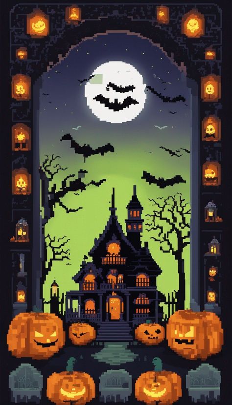 Halloween Pixel art Pixel Halloween Wallpaper, Halloween Pixel Art Wallpaper, Pixel Art Background Aesthetic, Halloween Wallpaper Horizontal, Halloween Pixelart, Spooky Pixel Art, Fall Pixel Art, Halloween Screensavers, Witchy Wallpapers