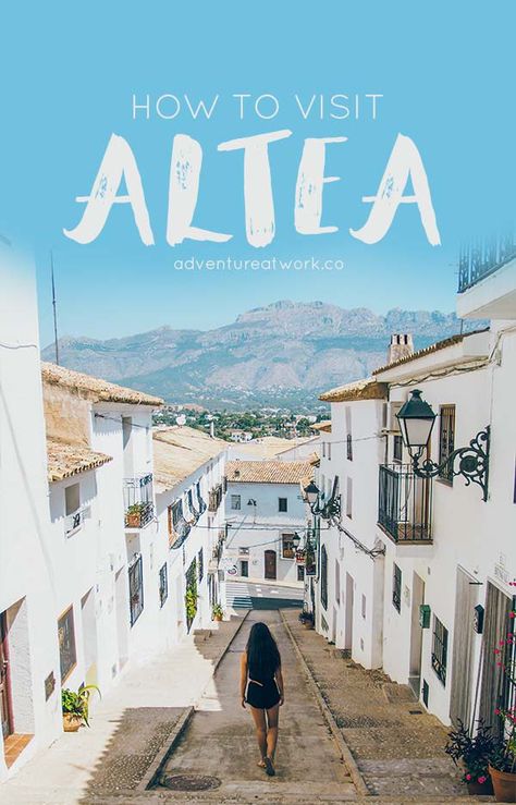 White washed houses, flowers dotting the view, iconic blue domed roofs, gorgeous ocean views… Sounds like Santorini, Greece, doesn’t it? But no, it's Altea, Spain! Costa Blanca Spain, Spain Adventure, Moraira Spain, Altea Spain, Spitting Image, Spain Travel Guide, Tourist Sites, Alicante Spain, Benidorm