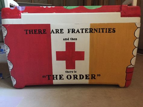 Painted Fraternity Coolers, Nola Cooler, College Dorm Art, Red River Rivalry, Cooler Connection, Fraternity Cooler, Kappa Alpha Order, Formal Cooler Ideas, Fraternity Coolers