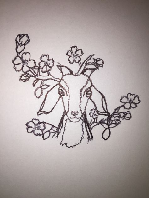 Goat With Flower Crown, Mini Goat Tattoo, Goat Tattoos For Women, Billy Goat Tattoo, Year Of The Goat Tattoo, Goat Tattoo Cute, Baby Goat Tattoo, Small Goat Tattoo, Cute Goat Tattoo