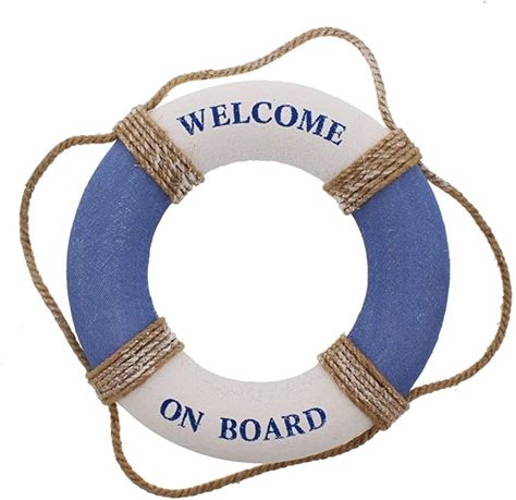 Life Ring Welcome on Board - Life Ring Swim Tube Decoration Decor Life Ring Greeting Blue White Nautical - 12.5 inches : Amazon.com.au: Home Life Preserver Ring, Welcome On Board, Welcome Door Signs, Life Preserver, Life Ring, Nautical Wall Decor, Shark Party, Handmade Wall Hanging, Modern Boutique