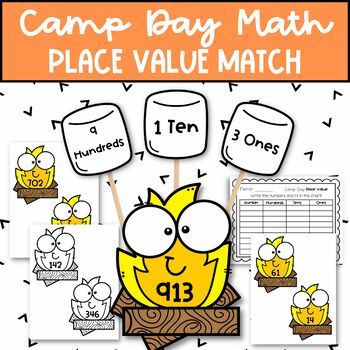 Planning a camp theme day, end of year camping classroom transformation, or needing a fun and engaging place value matching math center or math craft? This Camp Themed Place Value Activity is perfect to include! You can use this activity as a math center (laminate the pieces and use over and over again) or even as a math craft! I have included 24 cards (12 with 2 digit numbers and 12 with 3 digit numbers). Everything comes in black and white as well. Recording sheets are included. To make this c Camping Math Activities, Camping Day In The Classroom, Steam Night, Math Camp, Staar Review, Summer School Activities, Camp Read, Camping Classroom, Camping Theme Classroom