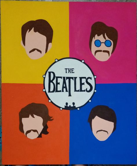 Beatles Canvas Painting, Beatles Painting Ideas, Beatles Painting Easy, The Beatles Painting, Beatles Painting, Road Painting, Beatles Poster, Beetle Art, Black Canvas Paintings