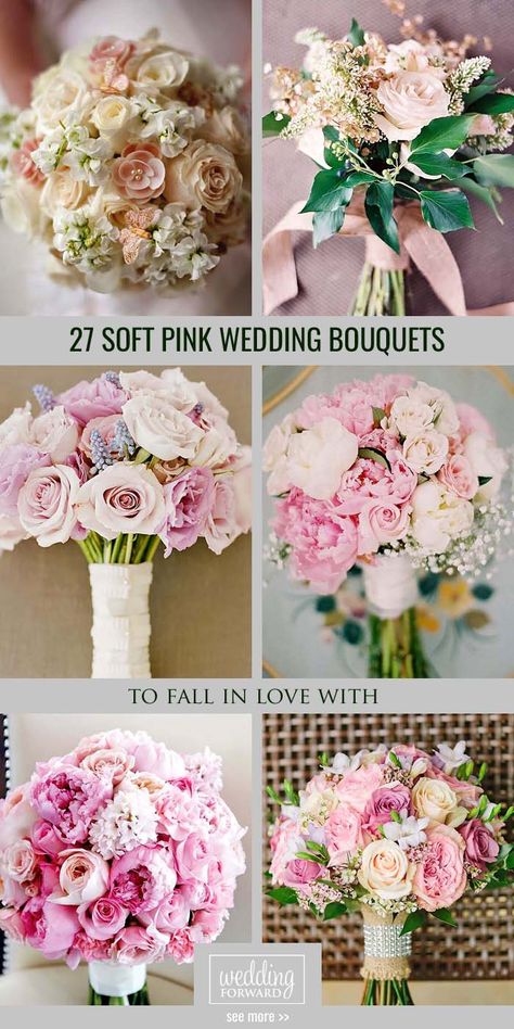 27 Soft Pink Wedding Bouquets To Fall In Love With ❤ Soft pink wedding bouquets could give you so much inspiration! Gentle and feminine colors with perfect accents. So, cute and beautiful. See more: http://www.weddingforward.com/pink-wedding-bouquets/ #wedding #bouquets Pink And White Rose Bouquet Wedding, Shades Of Pink Bridal Bouquet, Pink And White Bouquet Wedding, Light Pink Flower Bouquet, Jojo Wedding, Bride Bouquet Pink, Wedding Bouquets Ideas, Angel Wedding, Feminine Colors