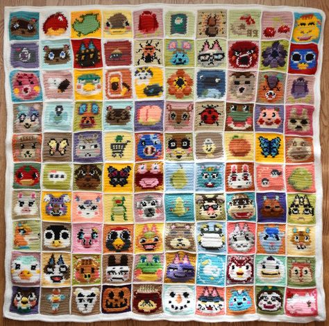 Animal Crossing Crochet Blanket, Animal Crossing Blanket, Animal Crossing Crochet, Crocheted Squares, Crochet Blanket Pattern, Crochet Hook Set, Workshop Ideas, Crochet Inspo, Crochet Tapestry