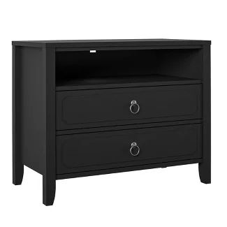 Nightstands & Bedside Tables : Target Slytherin Bedroom, Primary Bed, Nightstand Black, Bedside Organizer, Black Nightstand, Black Night, Decorative Mouldings, 2 Drawer Nightstand, Night Stands