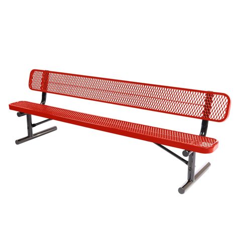 PRICES MAY VARY. INDUSTRIAL GRADE DURABILITY: This portable outdoor bench is constructed using industrial strength steel under a thermo plastic (polyethylene) coating, galvanized with a powder coat finish. Made to endure year round extreme weather conditions CLEAN & PRACTICAL DESIGN: The Heavy Duty Park Bench is the ideal choice for any space. Its holepunch design reduces dirt and moisture buildup, and reduces wetness on rainy or snowy days. The bench can be easily bolted to the ground if needed Commercial Outdoor Benches, Outdoor Bench Seating, Park Benches, Bench With Back, Outdoor Park, Expanded Metal, Yellow Textures, Classic Table, Flexible Seating