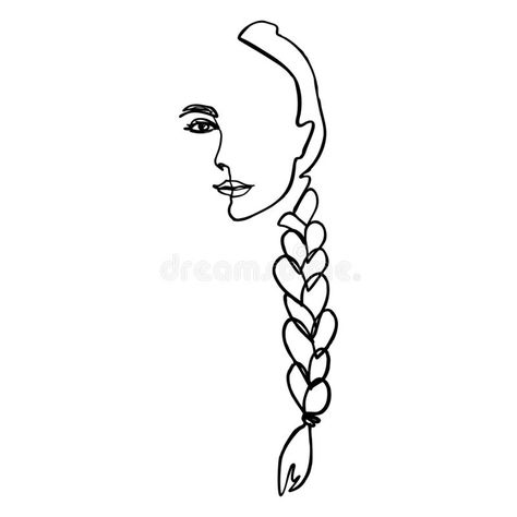 Pencilcolor Art, Braids Illustration, Hair Tattoo Designs, How To Draw Braids, Fashion Abstract, Line Portrait, Hair Vector, Visit Card, Braided Line