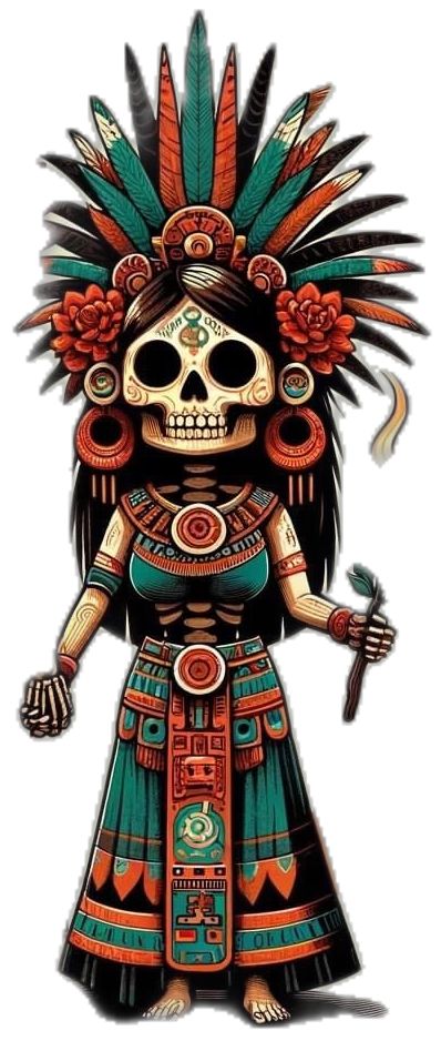 Mictecacihuatl Tattoo, Purepecha Michoacan, Aztec Clothing, Aztec Artwork, Dia De Los Muertos Decorations Ideas, Goddess Of The Underworld, Traditional Tattoo Inspiration, Headpiece Diy, Aztec Tattoo