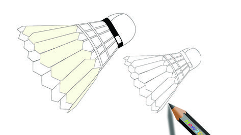 Shuttlecock Drawing, Badminton Shuttlecock, Easy Drawing, Learning Colors, Step By Step Drawing, Learn To Draw, Badminton, Easy Step, Coloring Pages For Kids