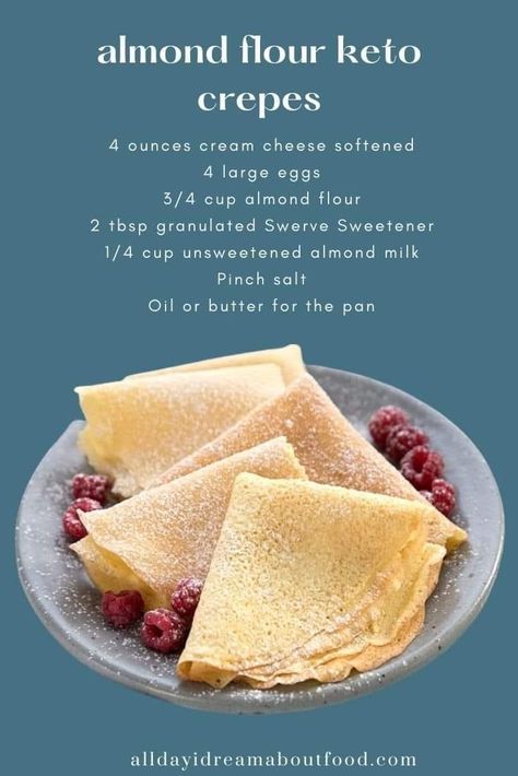 Keto Crepe, Almond Flour Crepes, Postre Keto, Keto Recipes Breakfast, Almond Flour Recipes, Keto Cake, Keto Cooking, Bariatric Recipes, Low Carb Breakfast