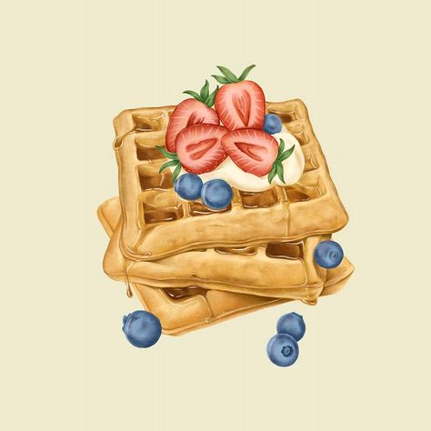 Sweet Waffles, Homemade Blueberry Pie, Mixed Berry Pie, Baking Scones, Cupcake Vector, Homemade Scones, Dessert Illustration, 귀여운 음식 그림, Bakery Menu