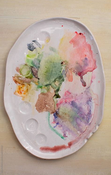 Ceramic Artist Palette, Ceramic Palette Watercolor, Ceramic Watercolor Palette, Palette Ceramic, Ceramic Palette, Paint Palettes, Pottery Painting Designs, Pottery Techniques, Watercolor Palette