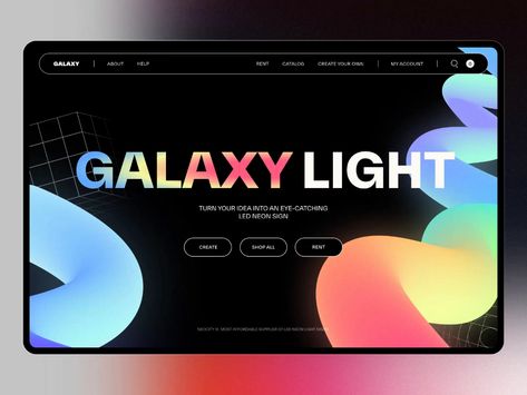 Neon Website, Creative Market Design, Screen Cards, News Web Design, Amazing Websites, Galaxy Lights, Directory Design, Ui Design Website, Ecommerce Design