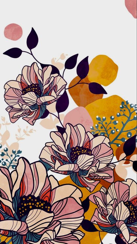 Books Illustration Design, Sun Art, Graphic Wallpaper, Wallpaper Art, Floral Prints Art, Mural Wall Art, Abstract Floral, Flower Drawing, Floral Art