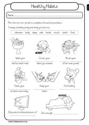 healthy habits grade 1 worksheet:: Habits Worksheet, Nutrition Worksheets, Healthy Habits Activities, Personal Hygiene Worksheets, Hygiene Lessons, Healthy Habits For Kids, Education Worksheets, Health Lesson Plans, Worksheets For Class 1