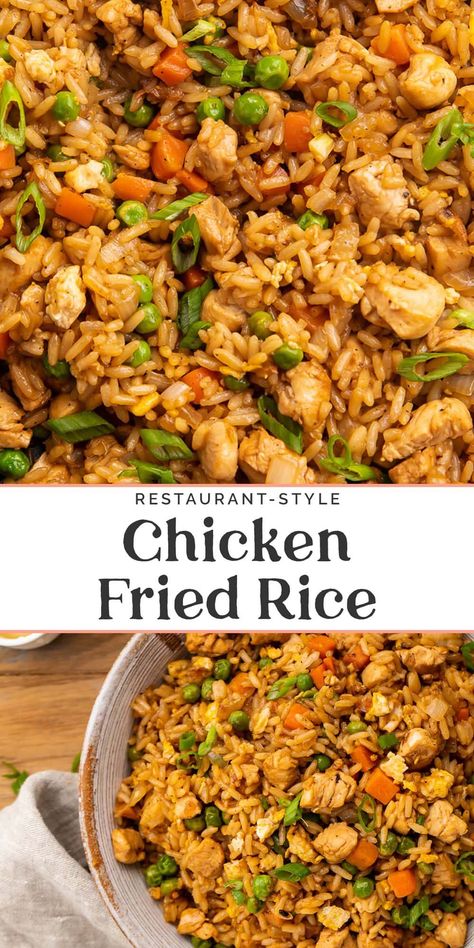 This chicken fried rice tastes just like your favorite hibachi restaurant! That's because we took this recipe straight from the hibachi grill and our mega-popular Hibachi Chicken recipe. On the table in just about 20 minutes, this fried rice is perfect as a main course or a side dish, and it's guaranteed to please the whole family. Hibachi Chicken Recipe, Chicken Fried Rice Recipe Easy, Hibachi Restaurant, Hibachi Chicken, Wok Recipes, Fried Rice Recipe Easy, Hibachi Grill, Restaurant Style Recipes, Homemade Chinese Food