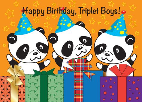 Happy Birthday to Triplet Boys, Pandas card Triplet Boys, Panda Card, Easter Card, Animal Cards, Card Card, Easter Cards, Happy Birthday, Greeting Cards, Easter