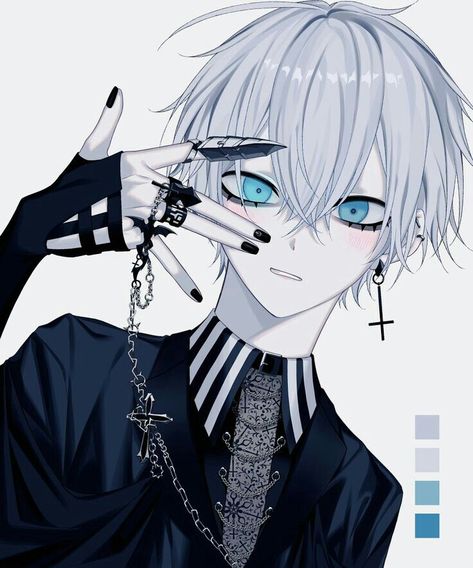 Goth Boy Art, Anime Goth Boy, Love Animation Wallpaper, Dark Anime Guys, Anime Guys Shirtless, Cool Anime Guys, Cool Anime Pictures, Anime Drawings Boy