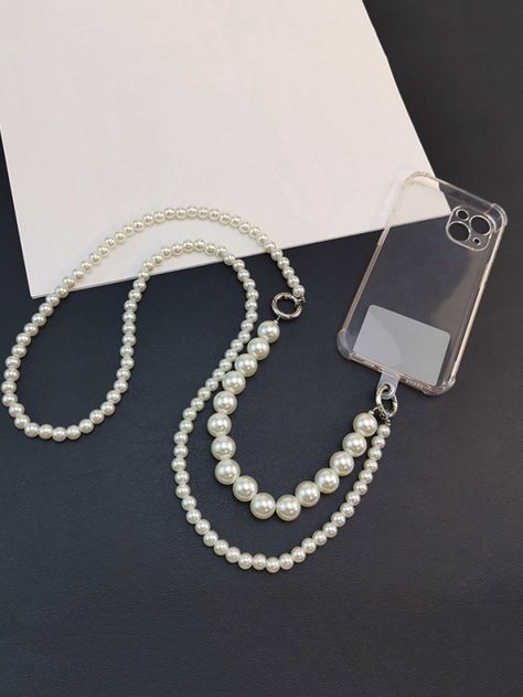 Silver  Collar  ABS  DIY Phone Lanyards Embellished   Cell Phones & Accessories Diy Phone Lanyard Ideas, Diy Phone Strap, Beaded Phone Lanyard, Chain Ideas, Latest Phones, Pola Gelang, Phone Lanyard, Handmade Jewelry Tutorials, Phone Chain