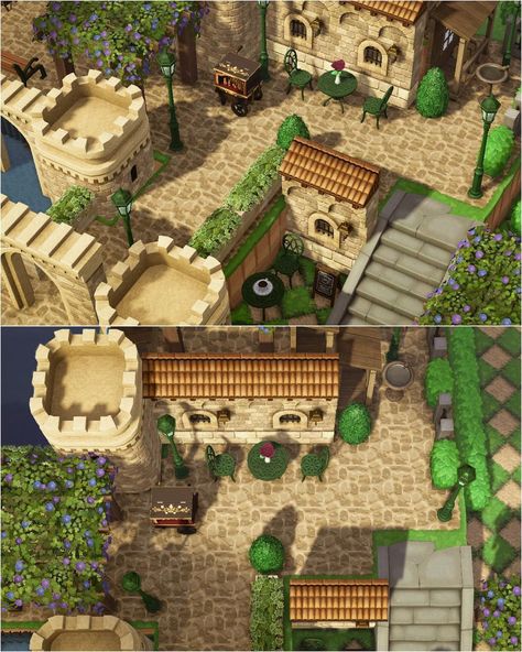 Christine on Instagram: “First part of new build inspired by the medieval town of Èze, France. Swipe for the original inspo. Paths by @kii_crossing. Special…” Simple Backyard, Futurism Art, Animal Crossing 3ds, Animal Crossing Wild World, Island Theme, Italian Village, Acnh Ideas, Fantasy Island, Acnh Inspo