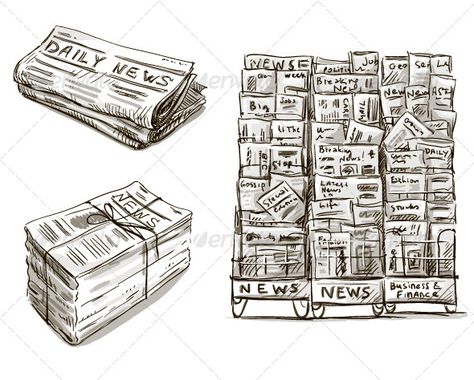 Press. Newspaper Stand Newspaper Drawing, Newspaper Pencils, Newspaper Stand, Textiles Sketchbook, Tree Doodle, Line Art Flowers, Crystal Drawing, Branch Vector, Newspaper Art