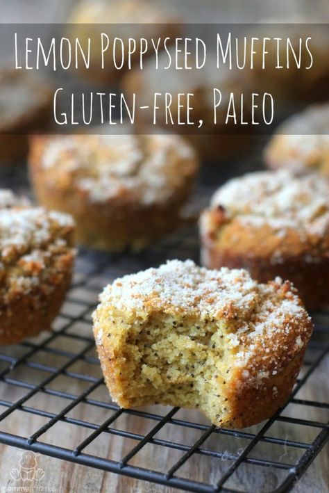 lemon-poppyseed-muffins-gluten-free-paleo Lemon Poppy Seed Muffins Recipe, Simple Cupcakes, Poppyseed Muffins, Almond Flour Muffins, Seed Muffins, Poppy Seed Muffins, Lemon Poppyseed Muffins, Paleo Baking, Gluten Free Muffins