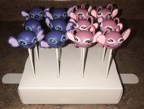 Stitch And Angel Cake Pops, Lilo And Stitch Cake Pops, Stitch Cake Pops, Angel Cake Pops, Gender Reveal Cake Pops, Cake Cake Pops, Blue Cake Pops, Shower 2023, Wonder Woman Birthday Party