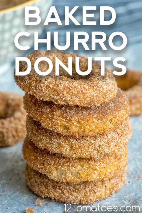 Baked Churro Donuts Churro Donut Holes, Churro Donuts, Filled Donuts, Ice Cream Cookies, Baked Donuts, Favorite Snack, Pop Tarts, Yummy Breakfast, Chicken Dishes