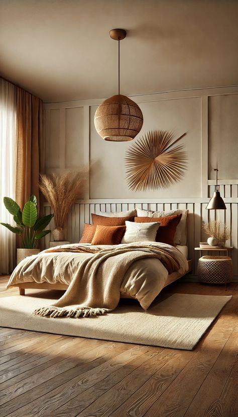 Transform your sanctuary with this cozy home bedroom refresh! Soft neutral tones, natural textures, and stylish decor pieces create a serene atmosphere. Perfect inspiration for a calming retreat. #BedroomDesign #HomeRefresh #InteriorDecor 🌿🛏️💫 Luxe Boho Bedroom, Rattan Bedroom Aesthetic, Tulum Condo, Italian Bedroom Aesthetic, Neutral Bedding Ideas, Cozy Home Bedroom, Bohemian Bedroom Decor Ideas, Cream Bedroom Ideas, Traditional Living Room Decor