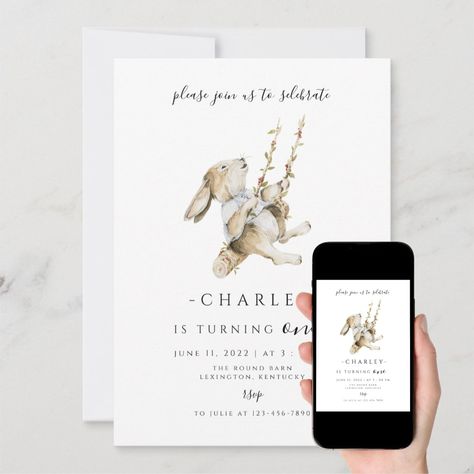 Modern Minimalist Invitation, Some Bunny Birthday, Minimalist Invitation, Bunny Birthday, Baby Invitations, First Birthday, Invitation Zazzle, Modern Minimalist, First Birthdays