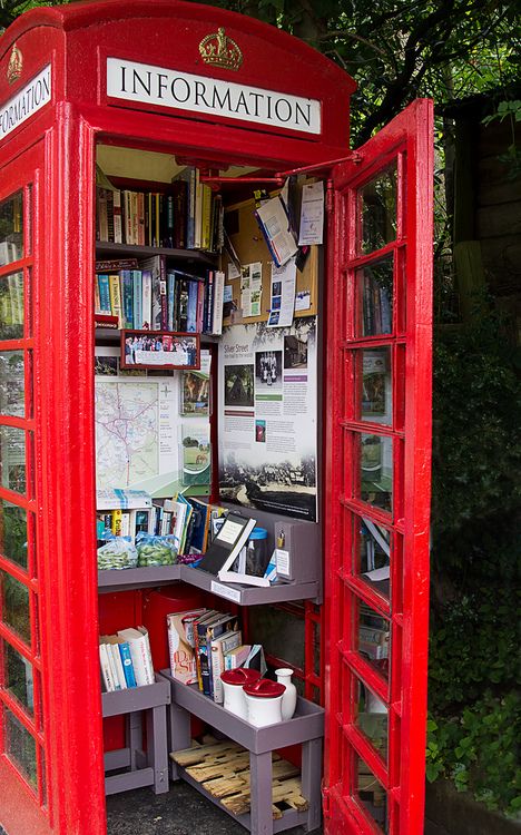 Local library By Chalto! on Flickr Phone Booth Office, Red Telephone Box, Telephone Box, Telephone Booth, Phone Box, Stall Designs, Little Library, Vinyl Storage, Phone Booth