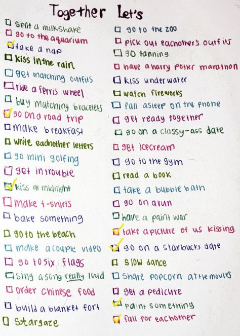 List of Things to Do With Your Boyfriend - Little Plastic Horses Relationship Crafts, Boyfriend Bucket Lists, Relationship Bucket List, Things To Do With Your Boyfriend, Creative Dates, Couple Activities, Kissing In The Rain, Cute Date Ideas