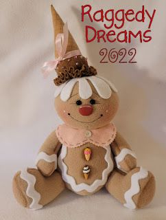 Gingerbread Dolls, Stitched Mouth, Doll Sitting, Scarecrow Doll, Gingerbread Crafts, Gingerbread Christmas Decor, Felt Snowman, Pink Felt, Cloth Dolls Handmade