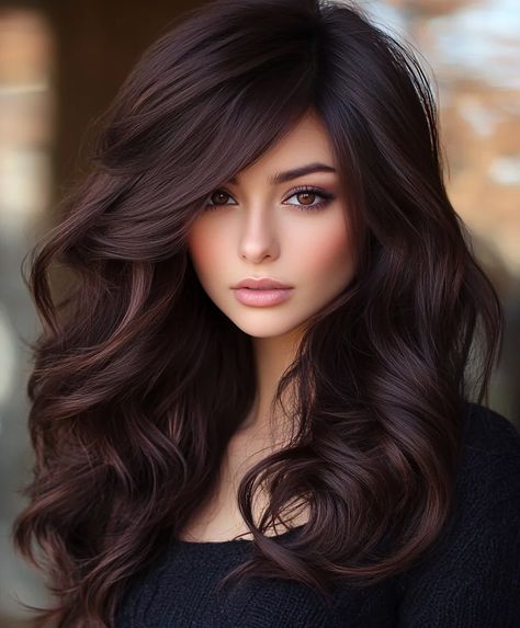 Top 51 Fall Hair Colors for Dark Hair: Bold & Beautiful Ideas - AskNaij Long Fall Hair Color Dark Brown, Hair Color Fair Skin Blue Eyes, Red Dark Brown Hair, Autumn Undertone, Mahogany Hair Color Brown, Undertone Hair, Dark Winter Hair Color, Low Lights For Brown Hair, Trending Dark Hair