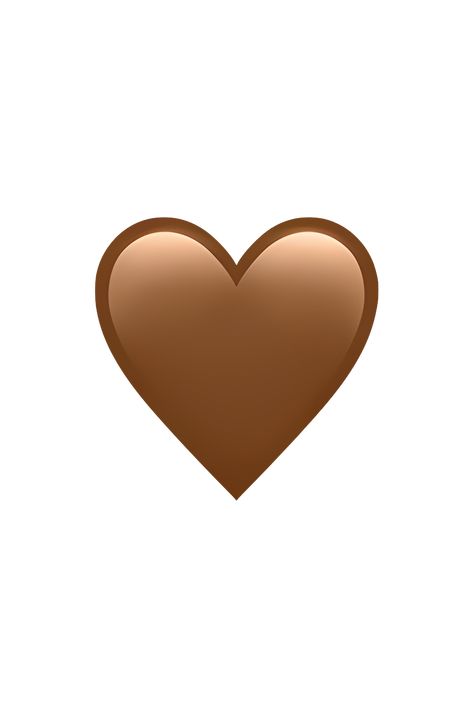 The 🤎 Brown Heart emoji appears as a heart shape in a warm, rich shade of brown. It has a smooth, glossy surface and is outlined in a slightly darker shade of brown. The overall effect is one of warmth, comfort, and earthiness. Brown Heart Png, Iphone Emoji Heart, Brown Heart Emoji, Iphone Heart Emoji, Iphone Emoji Love, Brown Heart Wallpaper, Brown Emoji, Heart Emoji Stickers, Emojis Iphone