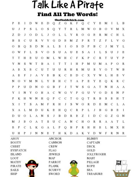 Talk Like A Pirate Word Search Printable Pirate Worksheets Free Printable, Pirate Coloring Pages Free Printable, Pirate Word Search, Pirate Worksheets, Pirate Christmas, Pirate Words, Free Word Search Puzzles, Novel Activities, Pirate Coloring Pages