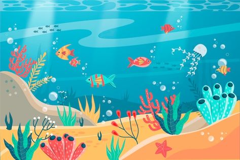 Under The Sea Background Backdrops, Under The Sea Background Wallpapers, Under The Sea Illustration, Under The Sea Wallpaper, Background For Video, Under The Sea Background, Fish Background, Octopus Illustration, Background Water