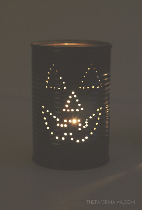 Adult Halloween Decorations, Tire Ideas, Coffee Can Crafts, Tin Punch, Recycled Cans, Can Lanterns, Tin Can Lanterns, Lantern Diy, Create Blog