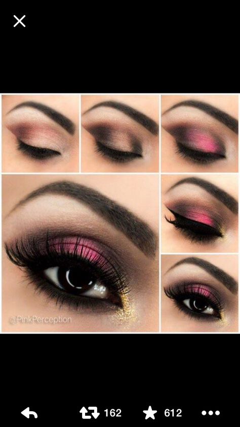 Easy Eyeshadow Looks, Trendy Nails Pink, Nails Pink Black, Easy Eyeshadow, Cheer Makeup, Black Smokey Eye Makeup, Pink Eyeshadow Look, Black Smokey Eye, Simple Eyeshadow