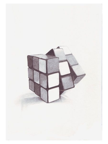 Rubik’s Cube Pencil Sketch Drawing Trends, Rubix Cube, Pencil Shading, Object Drawing, Free Hand Drawing, Magic Cube, Rubik's Cube, 3d Drawings, Pencil Art Drawings